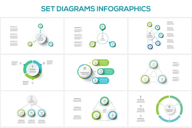 Diagram with 3 5 elements infographic template for web business presentations vector illustration