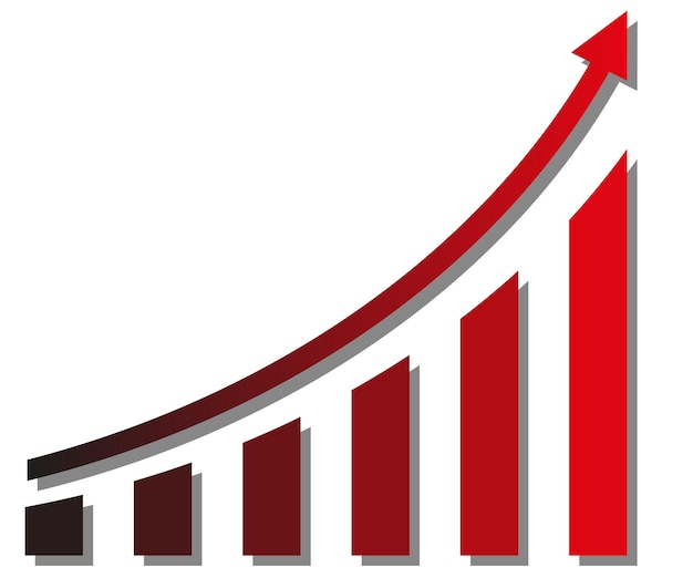 Vector diagram with rise and gain progress graph with increase report vector