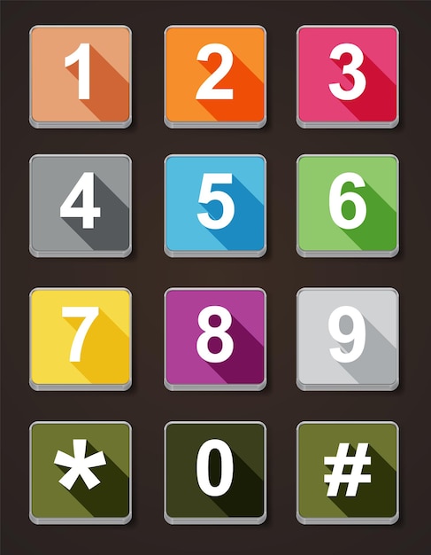 ベクトル ダイヤル番号アイコンセットフラットカラー