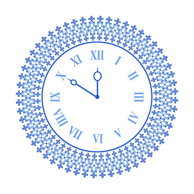 Dial with hour and minute hands in folk style cross stitch