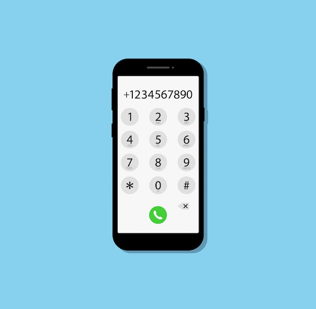 Dialing a number in phone. Flat design.