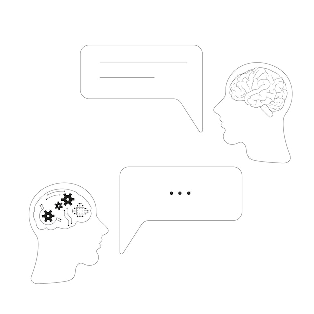 Dialogue of Artificial Intelligence and Human Chat Window Icon