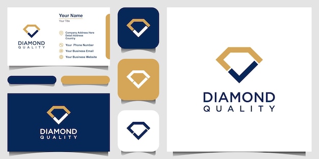 Diamant gecombineerd vinkje logo vector sjabloon. en visitekaartje ontwerp