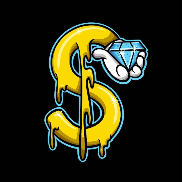 Diamant geld hand streetwear cartoon