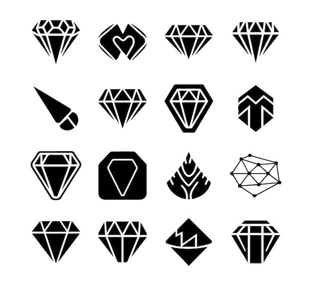 Diamant icoon set Verschillende vormen van diamant snijden Dimond icoon set in platte stijl