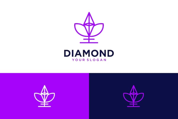 diamant logo-ontwerp met bloemen en bladeren