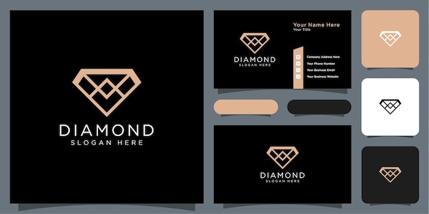 Diamant logo vector ontwerpen mono lijn