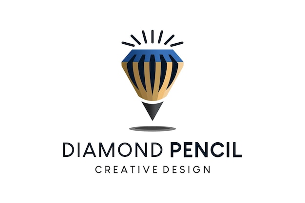 Diamant potlood logo ontwerp creatief concept vectorillustratie