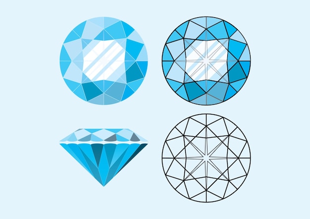 Diamant ronde snijden vectorillustratie