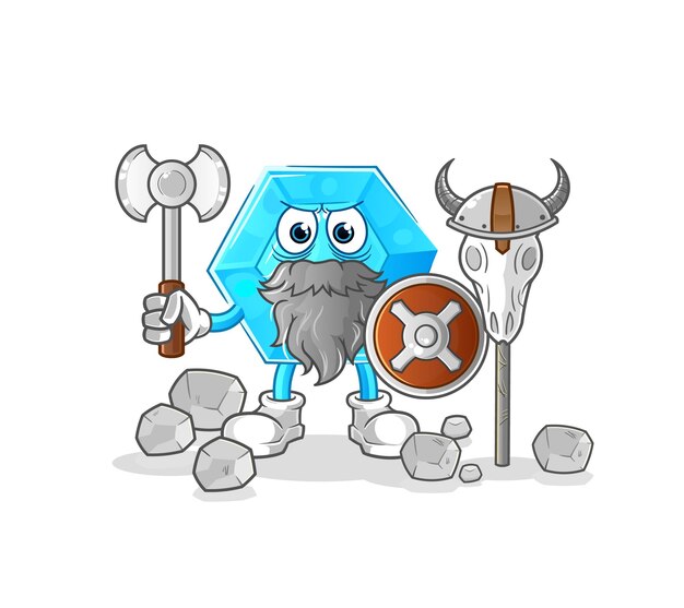 Diamant viking met een bijl illustratie karakter vector