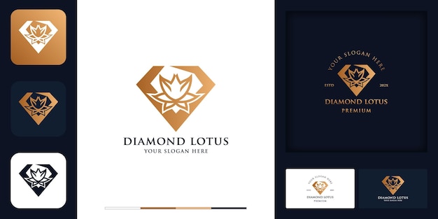 Diamantbloem modern vintage logo-ontwerp en visitekaartje