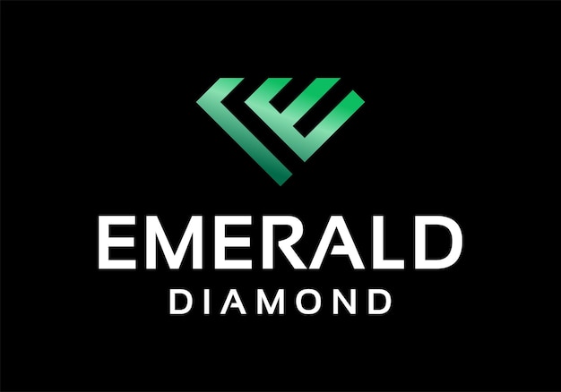 Diamanten edelstenen beginletter E voor Emerald logo-ontwerp