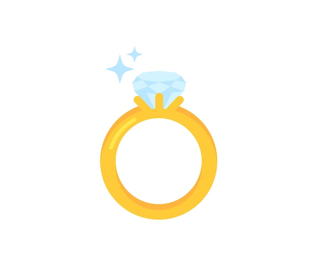 Diamanten ring vector geïsoleerde pictogram. Emoji-illustratie. Diamanten ring vector emoticon