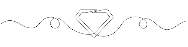 Vector diamantsymbool in doorlopende lijntekeningstijl lijntekeningen van edelsteenpictogram