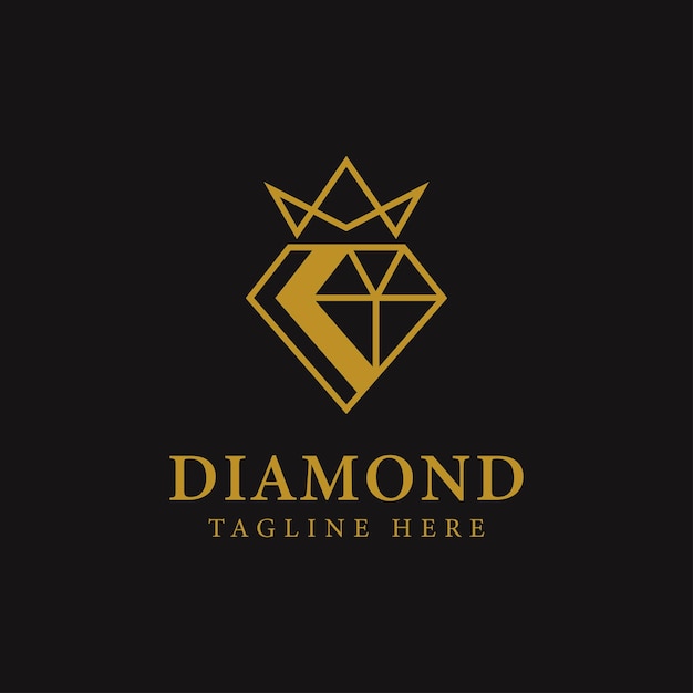 다이아몬드와 크라운 로고 디자인 템플릿