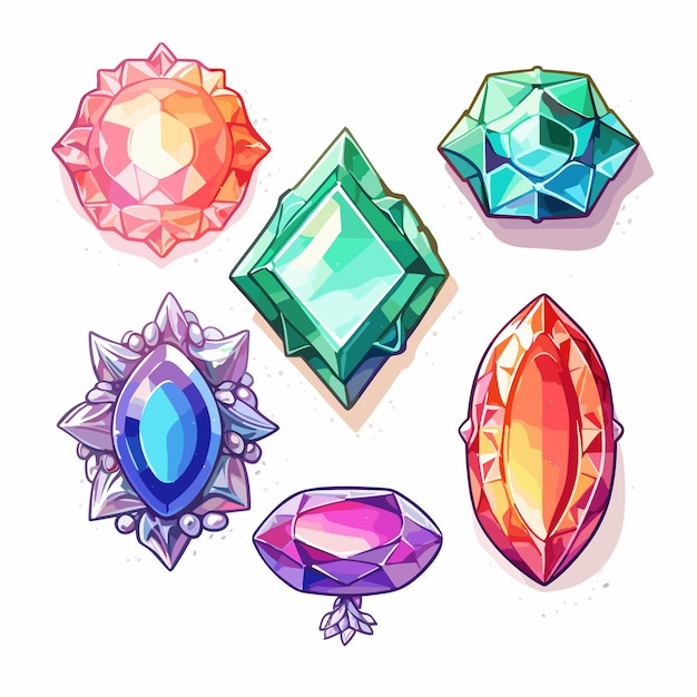 Vector diamond cartoon illustration game assets