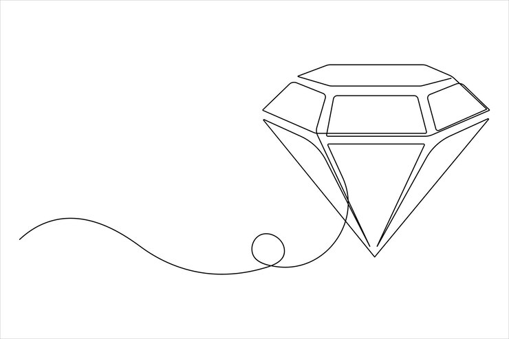 Diamond continuous one line art drawing of design vector illustration