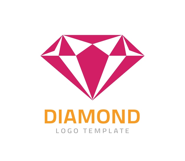 Алмазный кристалл значок формы логотипа или драгоценный камень розовый фиолетовый белый простой силуэт логотип для ювелирных изделий