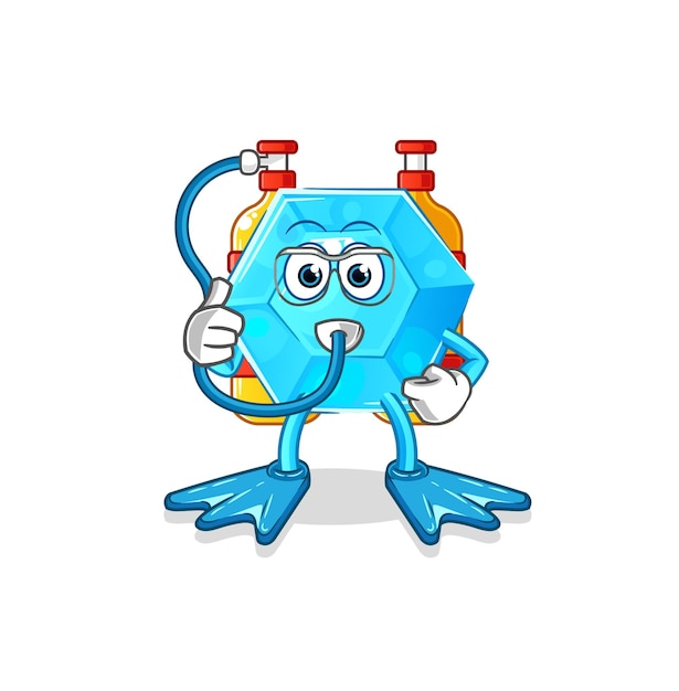 Diamond diver cartoon cartoon mascot vectorxa