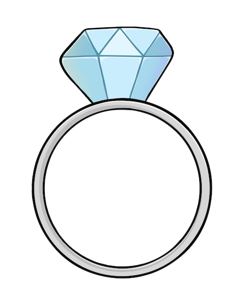 Vettore diamante anello di fidanzamento proposta di matrimonio matrimonio doodle linea cartone animato