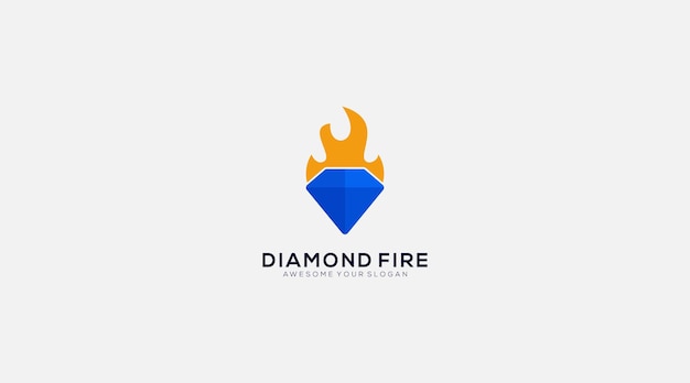 Diamond Fire vector logo design template illustration