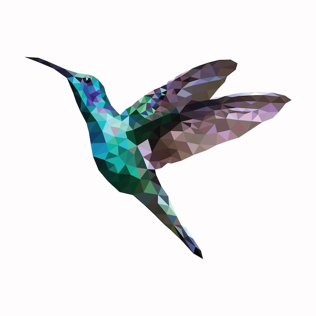 Vector diamond green low poly image of flying bird