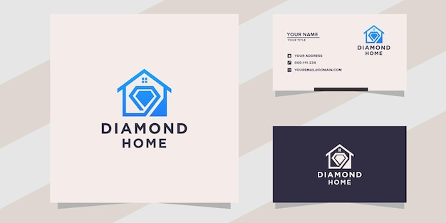 Vector diamond home logo and business card template