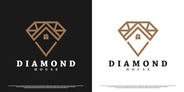 Design del logo della casa di diamanti con concept creativo vettore premium