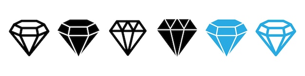Diamond icon set Line and silhouette Vector illustrationd