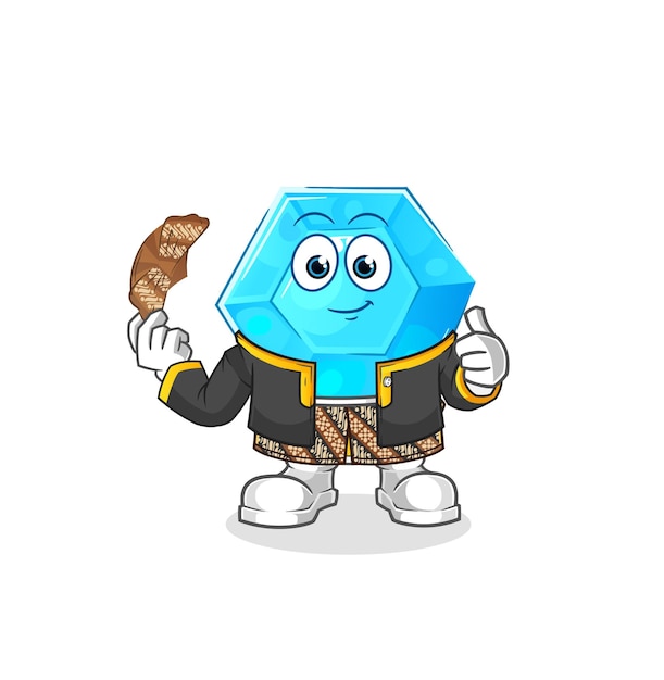 Diamond javanese character cartoon mascot vectorxa