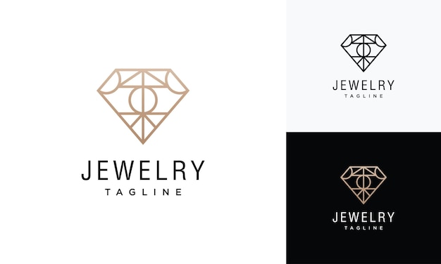 diamond jewelry symbol vector logo with line style