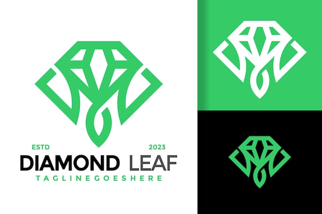 Diamond leaf logo design vector symbol icon illustration