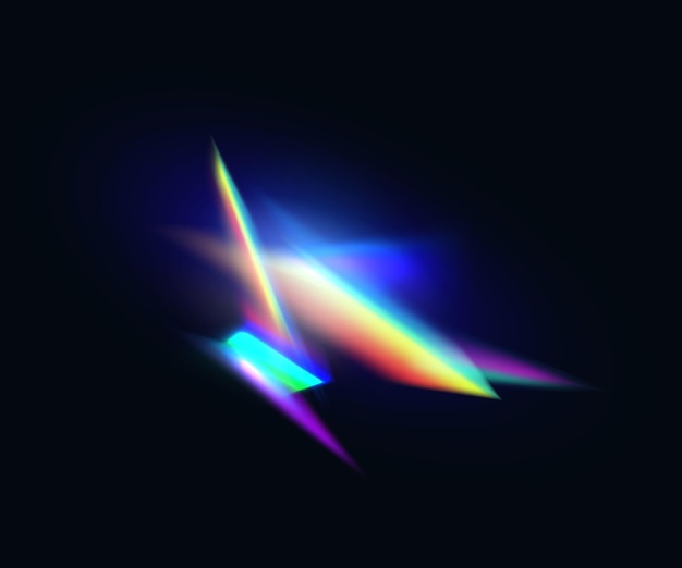 Vector diamond light ray or beam crystal rainbow effect