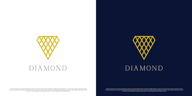 Diamond line logo design illustration Creative geometric monogram minimalist line diamond idea