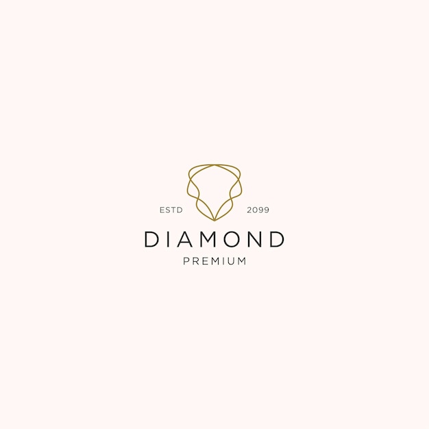 Diamond line logo icon design template flat vector