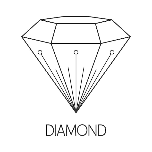 Diamond lmonochrome logo черно-белый знак ювелирного магазина векторная иллюстрация изолированная на белом детская книжка-раскраска