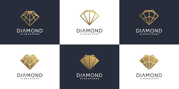 Коллекция логотипов diamond с современной креативной концепцией premium векторы