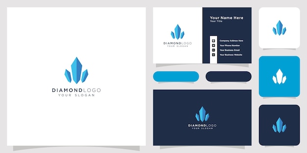 Diamond logo concept business card set