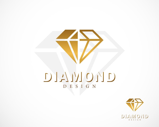 Diamond logo creatief ontwerp concept elegante gouden kleurverloop