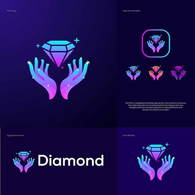 Diamond logo design Clean logo Diamond hand logo design