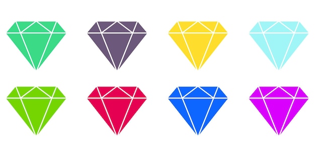 Diamond logo design element. Diamonds icons set in different colors on a white background. Vector il