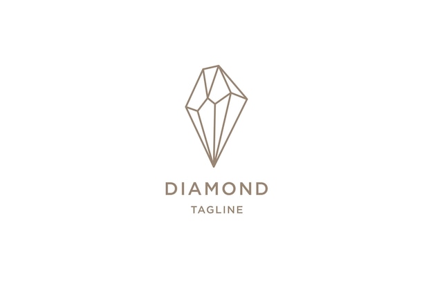 Diamond logo with line art style design template flat vector