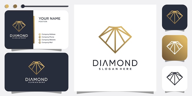 Logo del diamante con un moderno concetto di linea creativa vettore premium