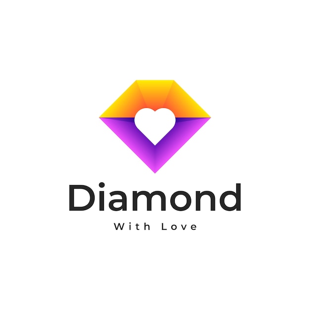 Diamond Love Jewellery gradiënt kleurrijk Logo Vector Design