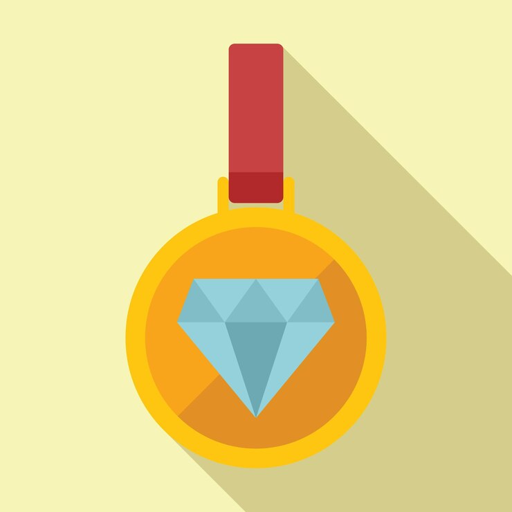 Vector diamond loyalty reward medal icon flat vector exclusive member