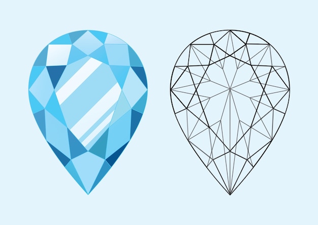 Diamond pearshape cutting illustration vector