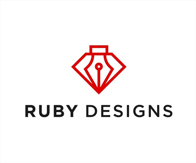 diamond pen logo design vector illustration