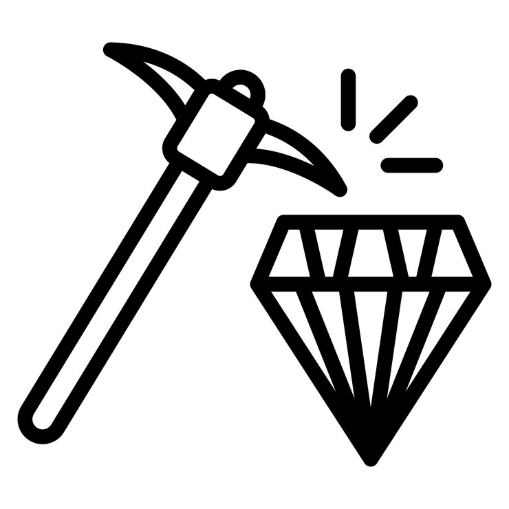 Vector diamond pickaxe icon vector image can be used for mining and crafting