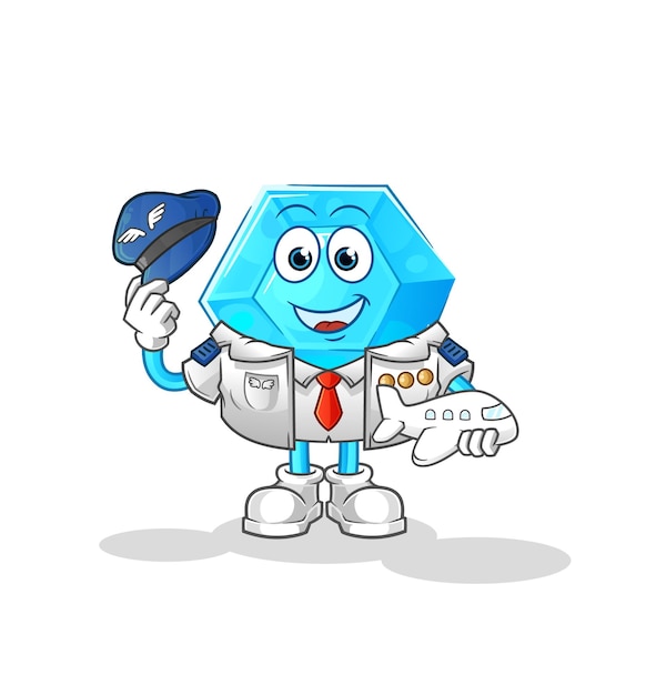 Diamond pilot mascot cartoon vector