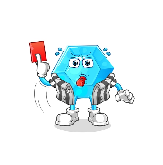 Diamond referee with red card illustration character vectorxA